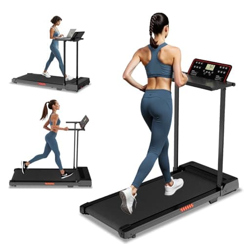 ZPUFDYM Treadmill with Handles, Walking Treadmills for Home Small Spaces, 3.0HP Walking Pad Treadmills with Handle Bar & LED Display, Treadmill with Desk Workstation for Home Office, 320 LBS Capacity