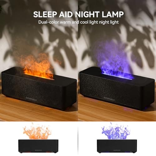 KEWUKU Essential Oil Diffuser and Humidifier with Flickering Flame Light, 10oz,Ultrasonic, Quiet, Auto Shut Off for Bedroom, Office, Yoga 3