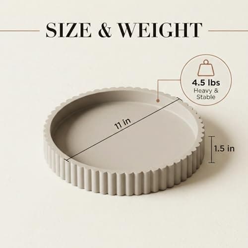 OAKOA Round Decorative Tray for Coffee Table Decor - Concrete Round Tray Home Decor - Bandejas Decorativas - Circle Coffee Table Centerpiece 5