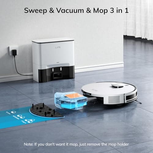 ILIFE A30 Pro Robot Vacuum and Mop, Self Emptying Station for 60 Days, 5000Pa Suction, LiDAR Navigation, No-Go Zones, 2.4G WiFi/App/Alexa/Remote Control, Clean Hard Floors to Medium-Pile Carpet, 110V 6