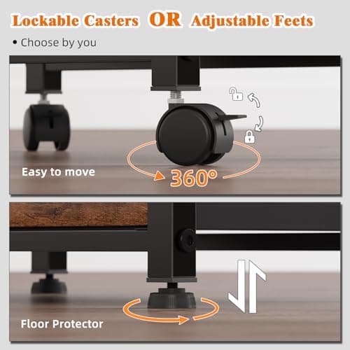 GYIIYUO 2 Drawer File Cabinet with 24'' Extended Tabletop, Mobile Filing Cabinet, Rolling File Cabinet with Side Bag, Fabric Drawer, Fits A4 Size, Home Office, Rustic Brown 7