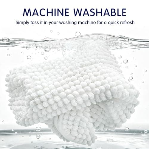 SUBRTEX Bathroom Rugs Chenille Bath Rug Soft Short Plush Bath Mat Soft Shower Mat Water Absorbent Shower Mat Quick Dry Machine Washable(White,16" x 24") 6