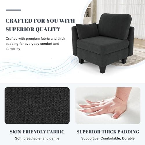 Dowiean Sectional Sleeper Sofa, 6 Seaters Modular Sleeper Sofa Couch, Comfy Sectionals Couches Bed, Convertible Sofas with Ottomans, Modular Sectional Couches for Living Room, Dark Grey 6