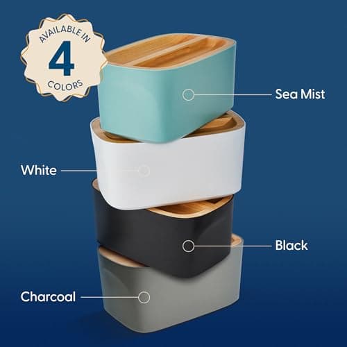 Sonder Los Angeles Union Large Bread Box | Fits Full Sourdough Loaves and More | Breadbox with Cutting Board | Homemade Bread Bin Storage Container | 14.25x9.25x7 in | Black 8