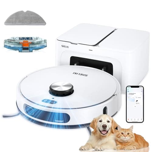 SHELIKI Robot Vacuum and Mop, 3-in-1 Robotic Vacuum Cleaner with 70-Day Self-Emptying Base, 360° LiDAR Navigation & Smart Mapping, 6000Pa Strong Suction for Pet Hair, Carpets & Hard Floors