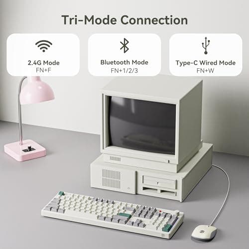 BOYI K104Pro Retro Mechanical Keyboard with Screen&Knob,Gasket Structure BT5.0/2.4G/Type-C Wired 100% Full Size RGB HotSwap Linear Lubed Switches NKRO Keyboard for Working&Gaming 7