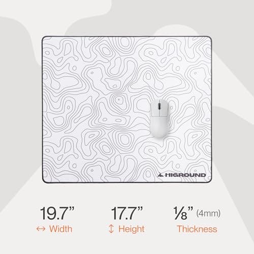 Higround SNOWSTONE Large Topograph Gaming Mousepad, Cool Medium Speed Desk Mousepad, Computer Mouse Mat, Flat Stitched Edge, Full Range of Motion, Non-Slip Rubber Base, Perfect for Gamers & Office Use 5