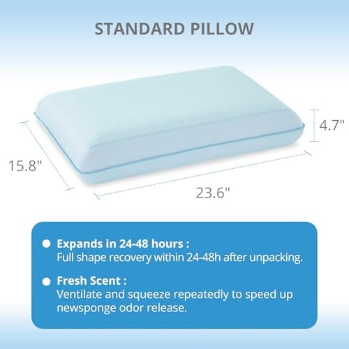 Cooling Pillow for Sleeping, Gel Memory Foam Pillow with Reversible Cover, Neck Support for Side, Back and Stomach Sleepers, Removable & Machine Washable Cover, Bed Pillows for Hot Sleepers, Blue 6