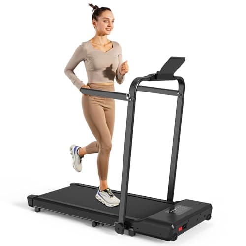 MJWW Walking Pad Treadmill with Handle Bar,9% Manual Incline 3-in-1 Foldable Treadmills for Home Small Spaces,3.0 HP Under Desk Treadmill with App,300 LBS Capacity