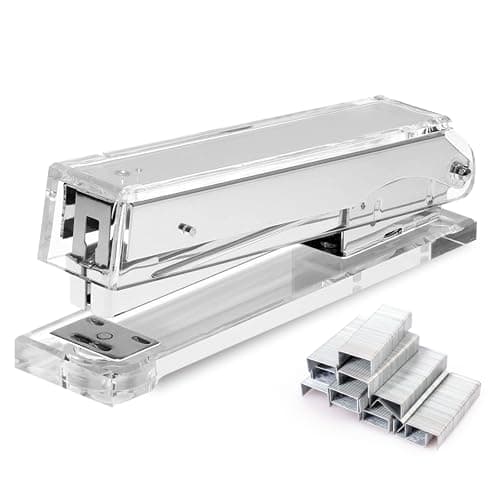 OfficeGoods Acrylic Stapler – Aesthetic & Durable Silver Desk Staple for Modern Office – Stylish & Compact Office Supplies for Women & Men