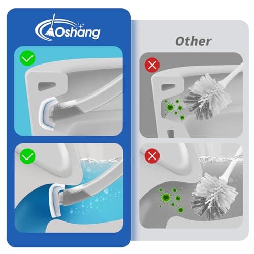 oshang Disposable Toilet Brush - Toilet Bowl Cleaner, Toilet Cleaning Supplies, Toilet Brush with Holder, 14 Refills for Deep Cleaning and Hygienic Bathroom Maintenance 6