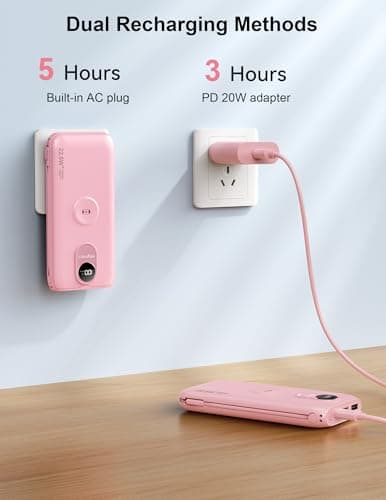 Portable Charger, 10000mAh 22.5W Fast Charging Power Bank with Built in Cable & Wall Plug, Travel Essential Battery Pack with LED Display, External Charger for iPhone 17/16, iWatch 11/10/9/8/Ultra/SE 8