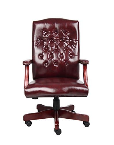 Boss Office Products Classic Executive Caressoft Chair with Mahogany Finish in Burgundy, high-Back (B905-BY) 7