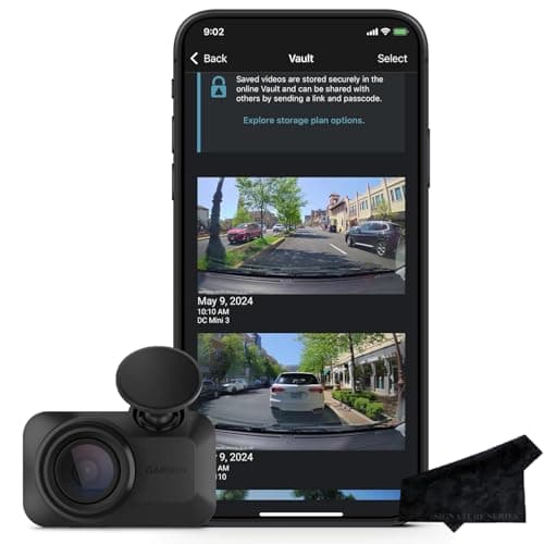 Garmin Dash Cam Mini 3, 1080p, 140-degree FOV, Incident Detection Recording and Signature Series Cloth