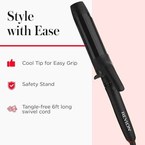 REVLON SmoothStay Coconut Oil Infused Hair Curling Iron - Barrel Curling Iron 1 ½ Inch for Loose Curls, Shinier, Visibly Smoother Hair (1 ½ in) 6