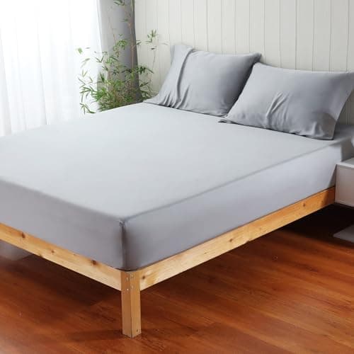 100% Viscose Derived from Bamboo Fitted Sheet with 16" Deep Pocket, Hotel Luxury Silky Bedding, Ultra Soft, Cooling for Hot Sleepers(Gray Full) 7