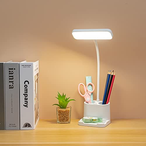 Bovmics LED Desk Lamps for Home Office, Desk Lamp with Touch Control, Stepless Dimming, 3 Color Modes, Pen Holder and Night Light- Gooseneck Desk Light for Study, Reading 9