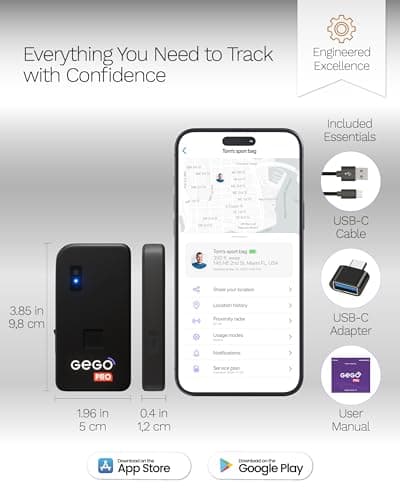 GEGO PRO – GPS Luggage Tracker Designed for Travel, Real-Time Global Tracking for Bags & Gear, Bag-Opening Alert, Worldwide Coverage, 4G LTE Connectivity, Unlimited Range. Subscription Required. 7