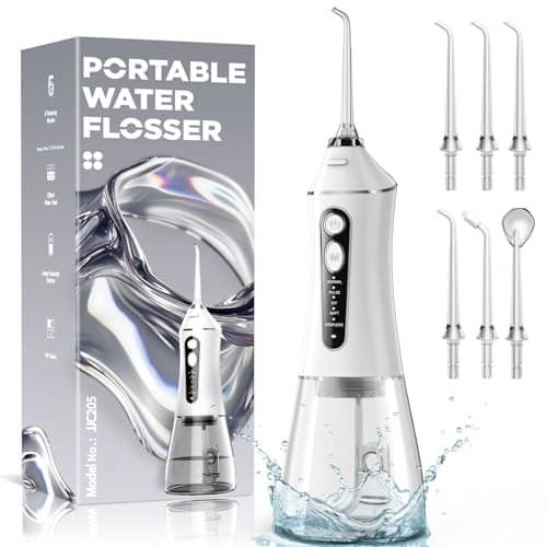 Water Flosser for Teeth Cleaning and Flossing, 5 Modes Rechargeable Cordless Oral Irrigator 320ml Water Tank Teeth Cleaner, IPX7 Waterproof Portable Electric Dentel Flossers for Home and Travel,White