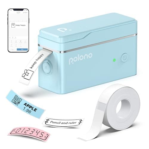 POLONO P31S Label Maker Machine with Tape, Portable Thermal Printer, Portable Bluetooth Label Printer for Organizing Storage Office Home, Sticker Maker Mini Label Maker with Multiple Templates, Blue