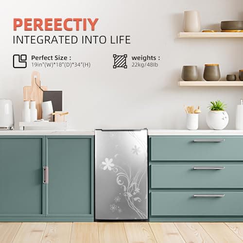 Upright freezer, 3.0 Cubic Feet Single Door Compact Mini Freezer with Reversible Stainless Steel Door, Silver Freezer Door with Pattern Small freezer for Home Dorms Apartment Office 7