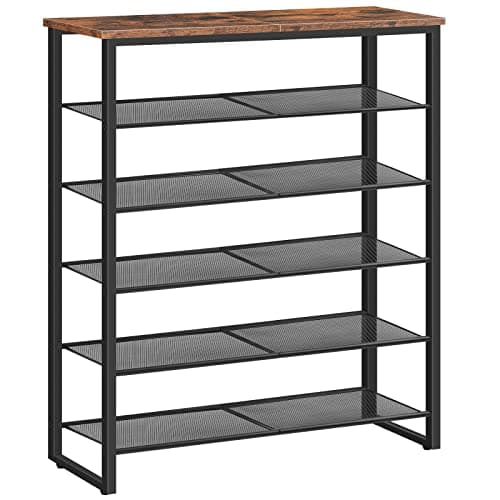 HOOBRO Shoe Rack, 6-Tier Shoe Organizer, for 18-24 Pairs of Shoes, Large Capacity Shoe Storage Shelf, Durable and Stable, for Entryway, Closet, Hallway, Dorm Room, Industrial, Rustic Brown BF67XJ01G1