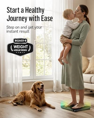 RunStar Digital Bathroom Scale for Body Weight with High Precision, Clear LED Backlight Display, Accurate Scale with 6mm Tempered Glass, 400lb 5