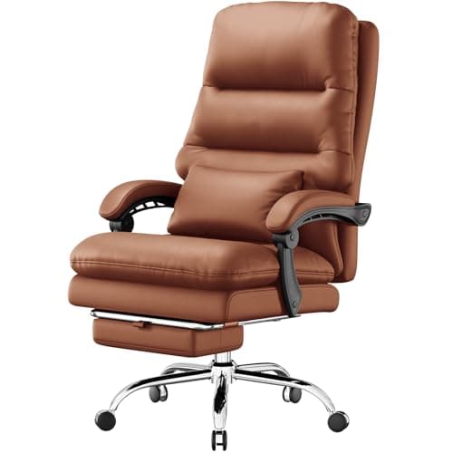 Big and Tall Office Desk Chair - Ergonomic 400LBS PU Leather Computer Chair with Foot Rest and Lumbar Pillow