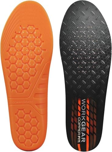 COPPER FIT PRO Grade Work Insoles – Anti-Shock, Anti-Fatigue Orthopedic Cushion with Contoured Arch – for Work Boots and Shoes – Men’s 8 – 13 – 1 Pair (1 Pair)