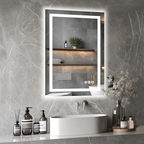 Homsion LED Bathroom Mirror, 24"x36" with Frontlit and Backlit Anti-Fog Mirror with Lights LED Vanity Mirror for Bathroom 3 Colors Temperature & Dimmable Bathroom Mirror with HD Tempered Glass 8