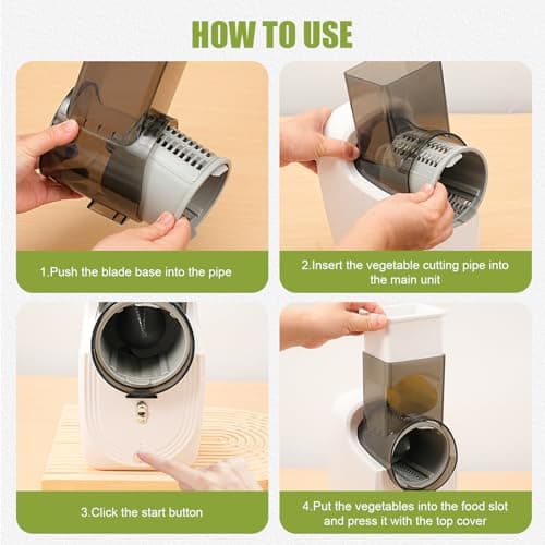 Aiwglenten Electronic Vegetable Slicer is Easy to Use and Flexible,Can be Carried 0utdoors, Has 3 Different Shapes of Blades, Electric Salad Machine Can be Used for Cheese, Fruit, Vegetables 6