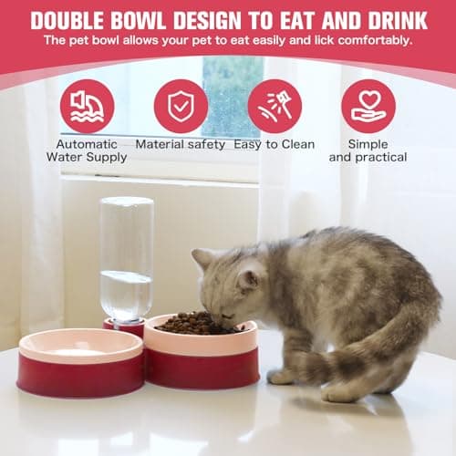 Cat Food Bowl, Cat Bowls Whisker Friendly with Water Dispenser for Cats and Small Dogs 7