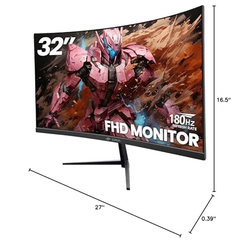 CRUA 32Inch Curved Gaming Monitor, FHD(1920 * 1080P) VA Screen 165Hz/200Hz, 1800R VA Screen, 120% sRGB, Computer Monitor That Support AMD Freesync, HDMI, DP, Wall Mountable Installs-Black 8