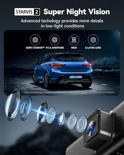 REDTIGER F7N Touch & Acc Hardwire Kit, 4K Dash Cam Front and Rear, STARVIS 2 Sensor, Touch Screen 3.18", 128GB Card Included, Voice Control, 5.8GHz WiFi Car Dash Camera, GPS, Night Vision 7