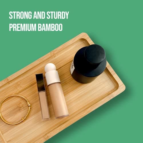 YELLOW LOTUS Bamboo Vanity Tray, 12 inch, Brown, Wooden, Slip Resistant, Perfume, Makeup, Jewelry Organizer, Decorative Toilet Tank Tray 6