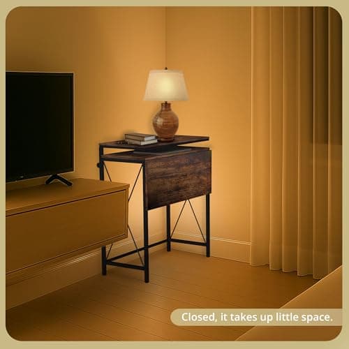 Zaqei Small Standing Desk, Height Adjustable Small Writing, Mini Desk, Home Office Desks, Work for Home Office, Folding Laptop Study Compact (Brown) 7