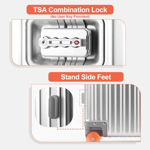 22x14x9 inch Zipperless Cabin Suitcase, 22 Inch 100% All Aluminum Shell Carry-on Suitcase, 56x36x22cm Aluminum Luggage Cabin, Aluminium Zipperless Carry On Luggage with Skate-Grade PU Wheels,TSA Locks 7