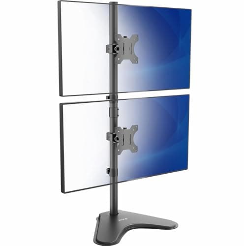 VIVO Dual Monitor Desk Stand Free-Standing LCD Mount, Holds in Stacked Vertical Position 2 Ultrawide Screens up to 34 inches, Black, STAND-V002L