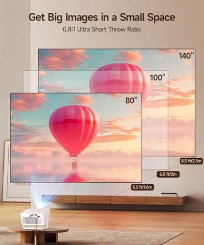 2026 Smart Projector 4K & 8K Support, Portable Projector with WiFi 6 and Bluetooth 5.4, Auto Focus & Vertical Keystone, 180°Rotatable, Mini Proyector for Outdoor Home HY300Max 7