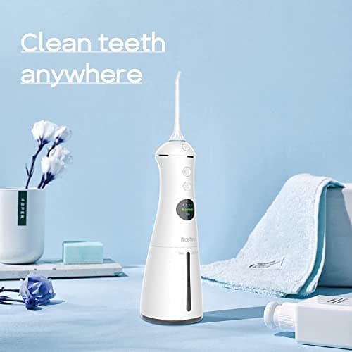 Nicefeel Portable Water Flosser Cordless Rechargeable Dental Cleaner Irrigator, with Gravity Ball, LCD Display, 300ml Tank 6 Modes 4 Jet Tips, and IPX7 Water Proof for Travel & Home & Braces 9