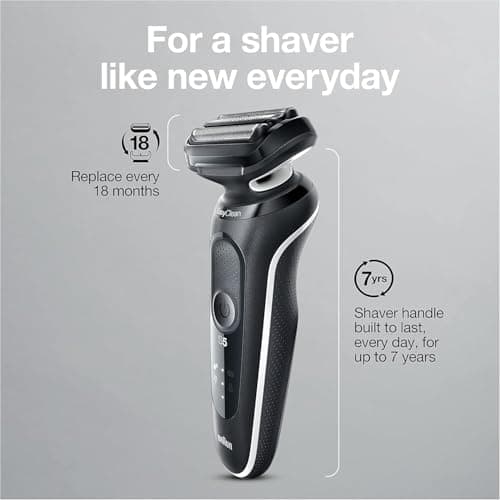 Braun Electric Razor for Men, Waterproof Foil Shaver, Series 5 5050cs, Wet & Dry Shave, with Beard Trimmer and Body Groomer, Rechargeable, Charging Stand Included, Blue 9