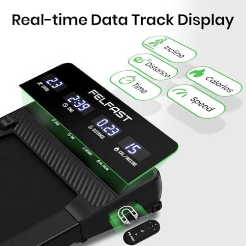 FelFast Walking Pad with 12% 6° Auto Incline, Under Desk Treadmill for Home Office w/Remote Control, 6 HIIT Mode, 265 Lbs Weight Capacity, 4 MPH Max, Desk Treadmill in LED Display, Black 5