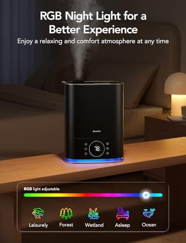 GoveeLife 7L Humidifiers for Bedroom, Smart Top-Fill Cool & Warm Mist Humidifier Large Room, Auto Mode, 70H Quiet Runtime for Baby Plants Nursery, App & Voice Control, RGB Nightlight, Humidity Sensor 6