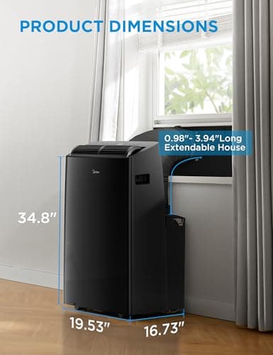 Midea Duo 14,000 BTU (12,000 BTU SACC) High Efficiency Inverter, Ultra Quiet Portable Air Conditioner, Cools up to 550 Sq. Ft., Works with Alexa/Google Assistant, Includes Remote Control & Window Kit 10