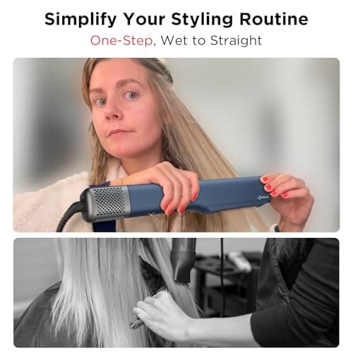 IG INGLAM Air Straight, Style from Wet Hair, 200M Ionic Hair Dryer Straightener for Medium Long Length(14”-30”), Straightener and Dryer 2 in 1, Fast Drying and Straightening in One Step, Dark Blue 5