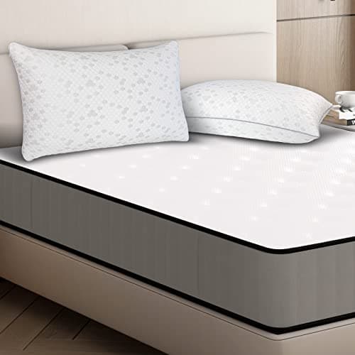 HIMOON Shredded Memory Foam Pillows, Medium Firm Standard Size Pillows 2 Pack,Couples Bed Pillows for Side Back Stomach Sleepers Set of 2 5