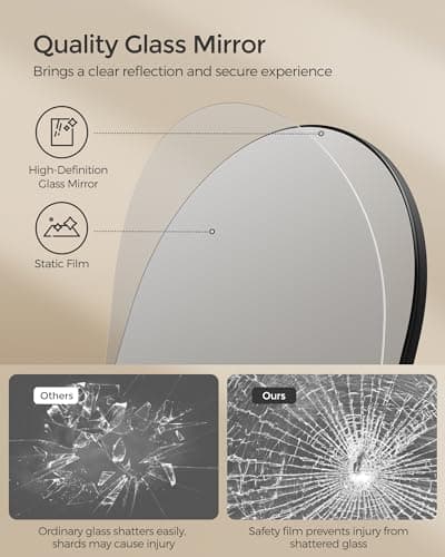 SONGMICS Full-Length Floor Mirror, 3-in-1, Modern Standing Full Body Mirror, Inspired by Original Award-Winning Design, 16.5 x 18.9 x 68.9 Inches, Living Room, Bedroom, Oak Beige and Ink Black 7