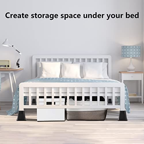 Mezchi 6 Pack Large Bed Furniture Risers, 6 inch Heavy Duty Couch Lift Risers for Sofa, Chair, Cabinet, Desk, High, Durable ABS Plastic, Premium Quality, Supports up to 2200 lbs, Black 8