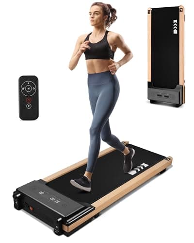 Redliro Wood Walking Pad Treadmill - Under Desk Treadmill 300 lb Capacity for Home Office Use with Remote Control LED Display