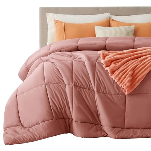Bedsure Comforter Duvet Insert - Quilted Comforters Twin XL Size, All Season Duvet, GentleSoft Down Alternative Bedding, with 8 Tabs, Gifts for Women/Men, Dusty Pink, Twin XL 92 x 68 Inches